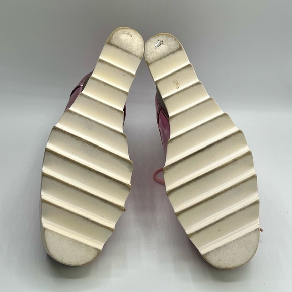 Womens Brogue Patent Leather Wedge Heels Creepers Pink Punk Shoes US 7/EU 37 - Picture 8 of 8